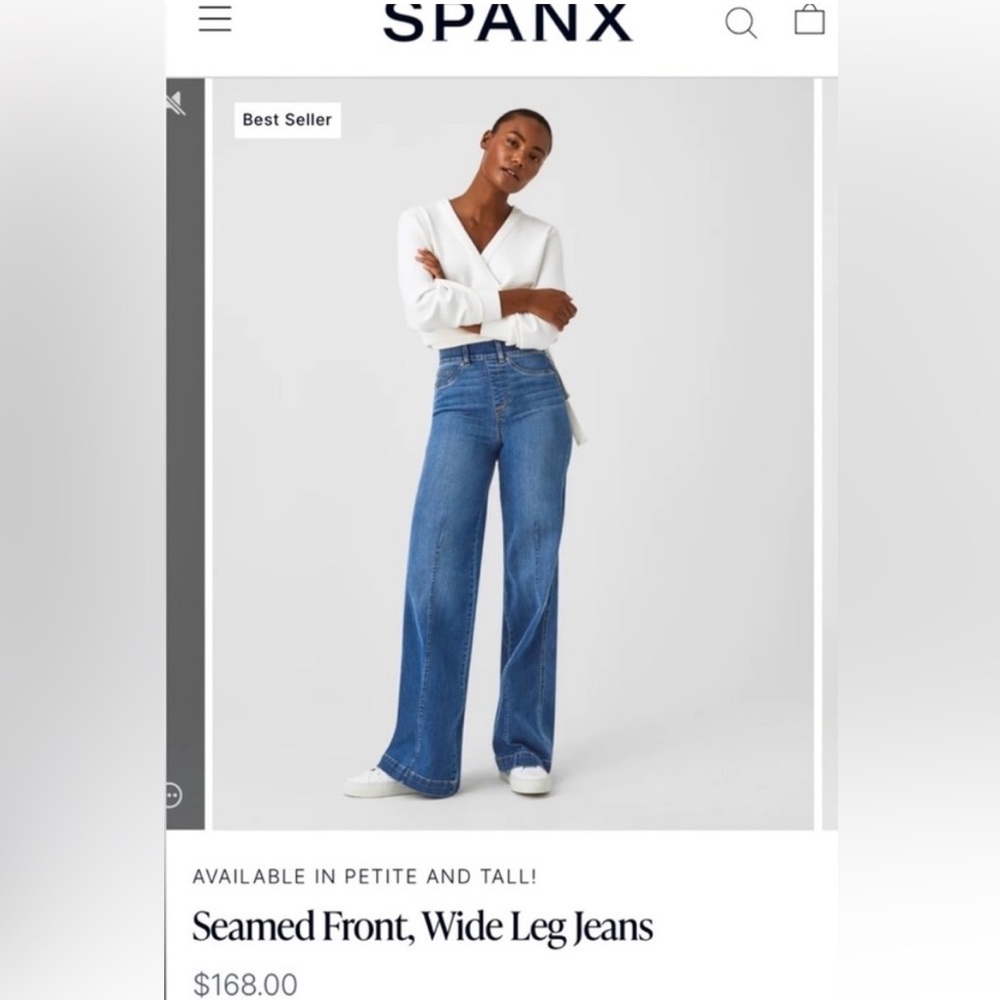 SPANX Seamed Wide Leg Jeans, Small Tall